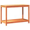 vidaXL viaszbarna t&ouml;m&ouml;r fenyőfa &uuml;ltetőasztal polccal 108x50x75 cm