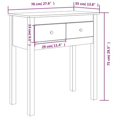vidaXL mézbarna tömör fenyőfa tálalóasztal 70 x 35 x 75 cm