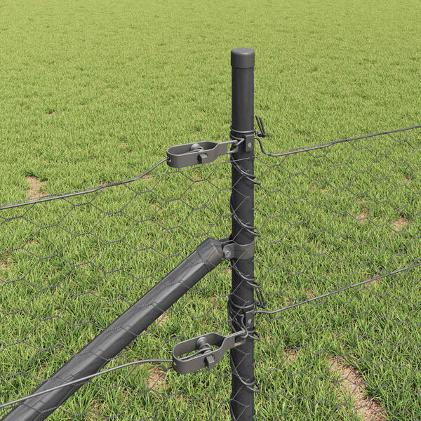 vidaXL Ker&iacute;t&eacute;soszlop Sz&uuml;rke 25 x 0,4 m (36 mm r&aacute;cs) Ac&eacute;l &eacute;s PVC