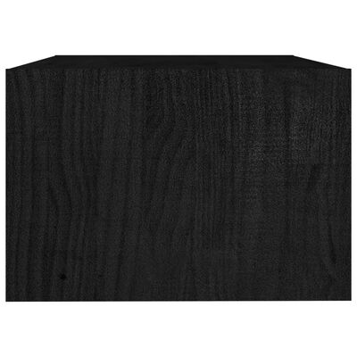 vidaXL fekete tömör fenyőfa dohányzóasztal 75 x 50 x 33,5 cm