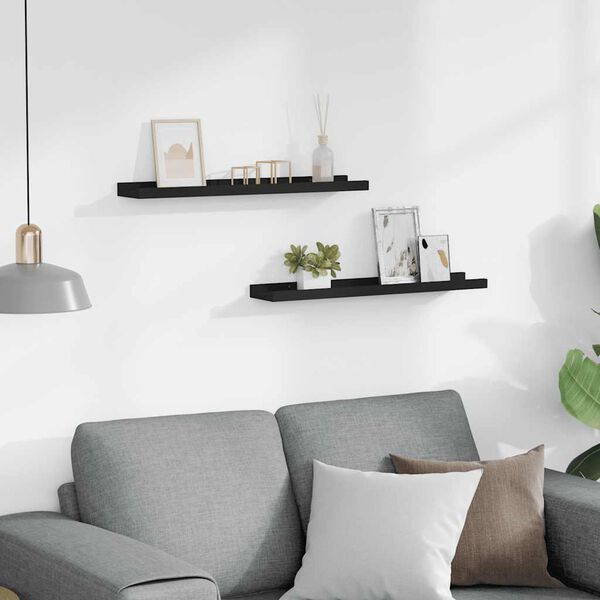 vidaXL 2 db fekete MDF szeg&eacute;lypolc k&eacute;pkeretekhez 60 x 9 x 3 cm