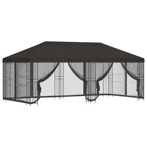 vidaXL Oldalfalas pavilon 6 x 3 m Antracitsz&uuml;rke Poli&eacute;szter &eacute;s ac&eacute;l