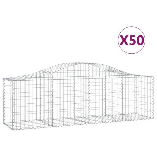 vidaXL 50 db &iacute;ves horganyzott vas gabion kos&aacute;r 200x50x60/80 cm