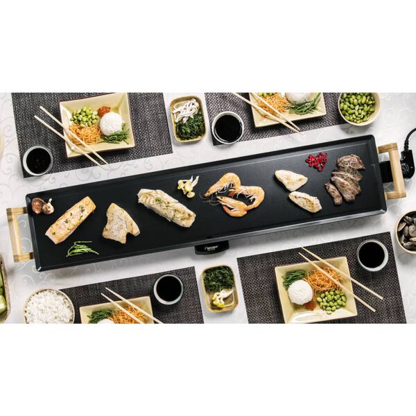 Bestron ABP605BB bambusz asztali Teppanyaki grill 100 x 22 cm 2000 W