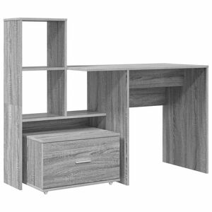 vidaXL Asztal Sz&uuml;rke Sonoma Szerelt Fa 131,5 x 50 x 106,5 cm