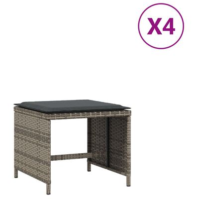 vidaXL 4 db szürke polyrattan kerti szék párnával 41 x 41 x 36 cm