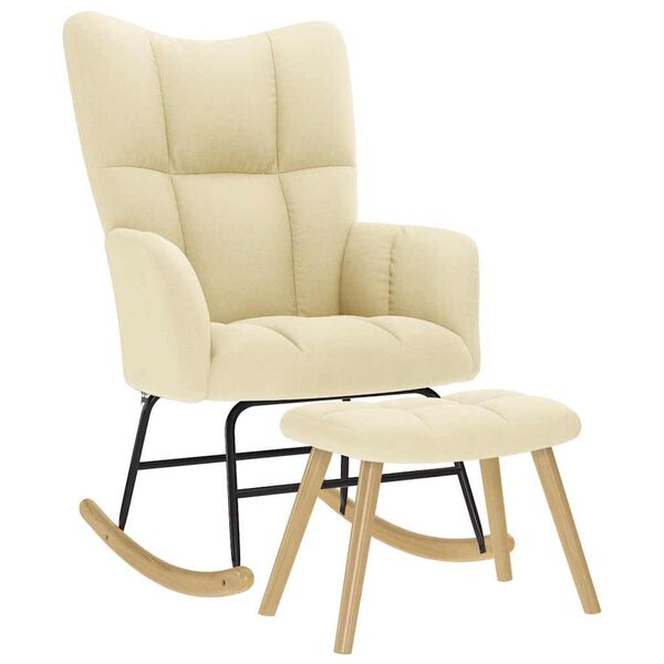 vidaXL kr&eacute;msz&iacute;nű sz&ouml;vet hintasz&eacute;k l&aacute;btart&oacute;val