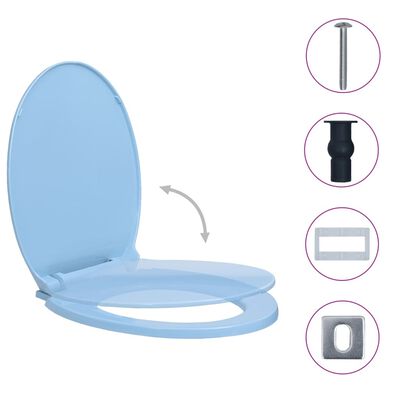 vidaXL kék ovális gyorsan szerelhető WC-ülőke lassan csukódó fedéllel