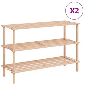 vidaXL 2 db 3-szintes t&ouml;m&ouml;r fenyőfa cipőpolc