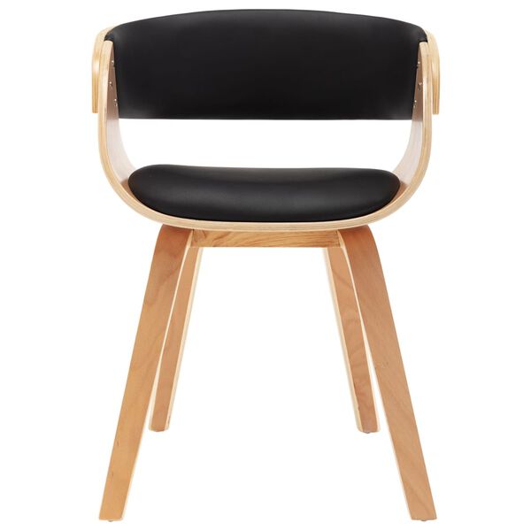 vidaXL 4 db fekete hajl&iacute;tott fa &eacute;s műbőr &eacute;tkezősz&eacute;k