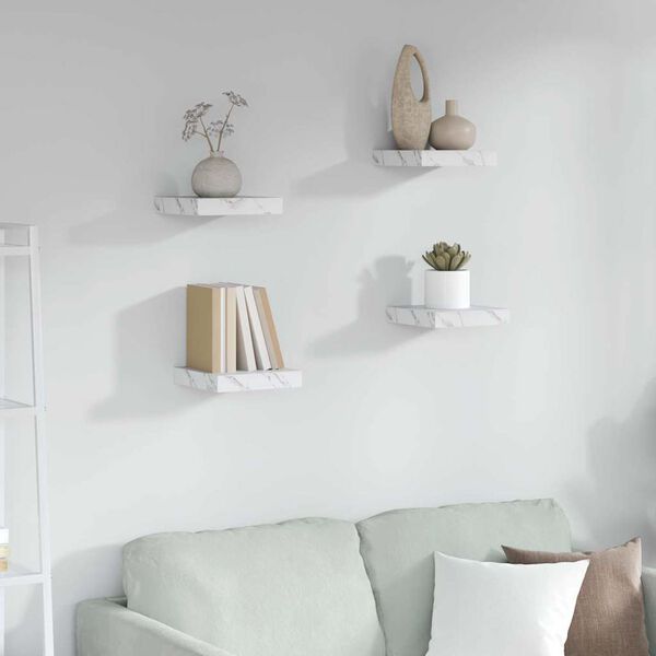 vidaXL Falpolc t&aacute;rol&oacute;val 4 pcs Feh&eacute;r m&aacute;rv&aacute;ny 23 x 23,5 x 4 cm Faanyag