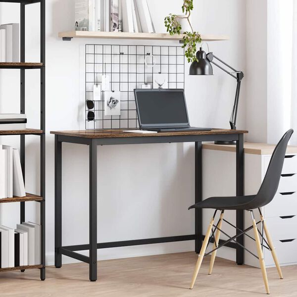 vidaXL asztal F&uuml;st&ouml;lt t&ouml;lgy 80 x 50 x 76,5 cm Műszaki fa &eacute;s ac&eacute;l