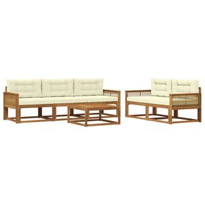 vidaXL K&uuml;lt&eacute;ri kanap&eacute; szett p&aacute;rn&aacute;val 6 pcs Term&eacute;szetes &eacute;s kr&eacute;msz&iacute;nű