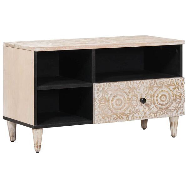 vidaXL TV szekr&eacute;ny fi&oacute;kkal Feh&eacute;r 80 x 33,5 x 46 cm T&ouml;m&ouml;r Mang&oacute;f&aacute;t