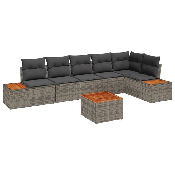 vidaXL Kerti Kanap&eacute; Szett p&aacute;rn&aacute;val t&aacute;rol&oacute;val 6 pcs Sz&uuml;rke Polyrattan