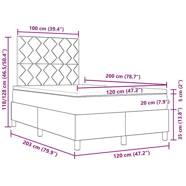 vidaXL Boxrug&oacute;s &aacute;gy matracmal S&ouml;t&eacute;t Barna 120 x 200 cm sz&ouml;vet