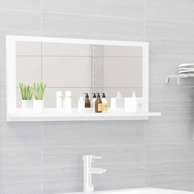 vidaXL magasfényű fehér forgácslap fürdőszobai tükör 80 x 10,5 x 37 cm