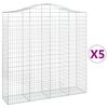 vidaXL 5 db &iacute;ves horganyzott vas gabion kos&aacute;r 200x50x200/220 cm