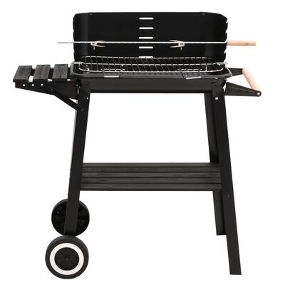 vidaXL fekete acél faszenes BBQ grillező kerekekkel