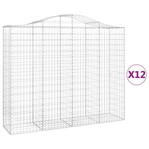 vidaXL 12 db &iacute;ves horganyzott vas gabion kos&aacute;r 200x50x160/180 cm