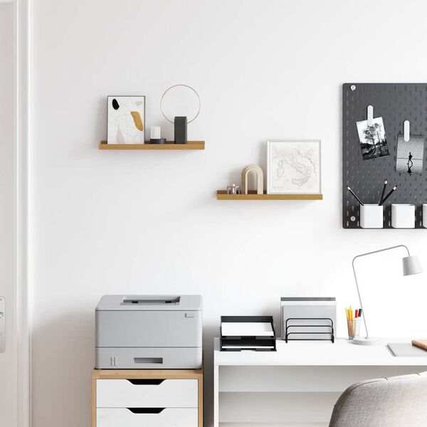 vidaXL Falpolc polcokkal t&aacute;rol&oacute;val 2 pcs B&eacute;zs 40 x 9 x 3 cm Faanyag