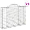 vidaXL 9 db &iacute;ves horganyzott vas gabion kos&aacute;r 200x30x140/160 cm