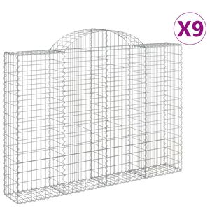 vidaXL 9 db &iacute;ves horganyzott vas gabion kos&aacute;r 200x30x140/160 cm
