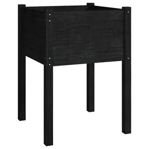 vidaXL fekete t&ouml;m&ouml;r fenyőfa kerti vir&aacute;gtart&oacute; 50 x 50 x 70 cm
