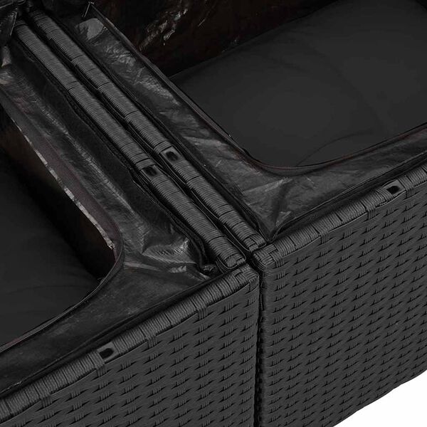 vidaXL Kerti Kanap&eacute; Szett t&aacute;rol&oacute;val 5 pcs Fekete polirattan