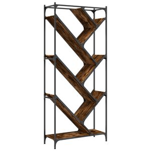 vidaXL f&uuml;st&ouml;s t&ouml;lgy sz&iacute;nű szerelt fa &eacute;s f&eacute;m k&ouml;nyvszekr&eacute;ny 79x30x180 cm