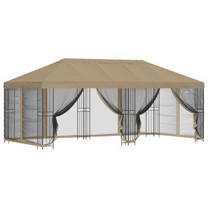 vidaXL Oldalfalas pavilon 6 x 3 m B&eacute;zs Poli&eacute;szter &eacute;s ac&eacute;l 190 gsm