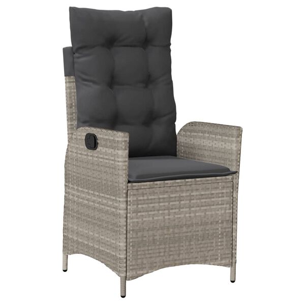 vidaXL 7 r&eacute;szes vil&aacute;gossz&uuml;rke polyrattan kerti &eacute;tkezőszett p&aacute;rn&aacute;val