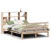 vidaXL t&ouml;m&ouml;r fenyőfa k&ouml;nyvespolcos &aacute;gy matrac n&eacute;lk&uuml;l 140 x 190 cm