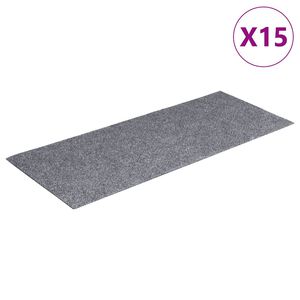 vidaXL 15 db &ouml;ntapad&oacute;s l&eacute;pcsőszőnyeg, 60 x 25 cm, vil&aacute;gossz&uuml;rke, t&eacute;glalap alak&uacute;