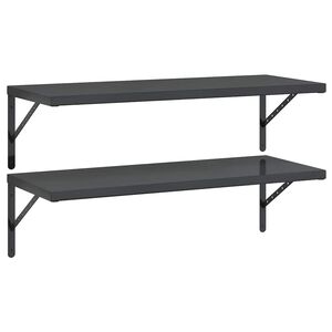 vidaXL 2 db fekete rozsdamentes ac&eacute;l fali polc 100 x 40 cm