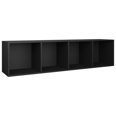 vidaXL fekete forgácslap könyv-/TV-szekrény 36 x 30 x 143 cm