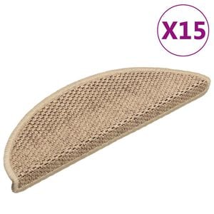 vidaXL 15 db sziz&aacute;l hat&aacute;s&uacute; homoksz&iacute;nű &ouml;ntapad&oacute; l&eacute;pcsőszőnyeg 56x17x3cm