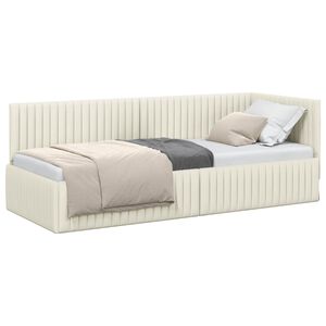 vidaXL Sarok&aacute;gy keret fejt&aacute;ml&aacute;val Kr&eacute;m 80 cm x 200 cm B&aacute;rsony