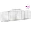 vidaXL 15 db íves horganyzott vas gabion kosár 300x50x80/100 cm