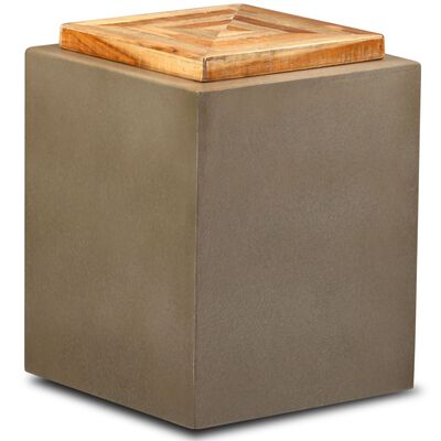 vidaXL újrahasznosított tíkfa/beton kisasztal 35 x 35 x 45 cm