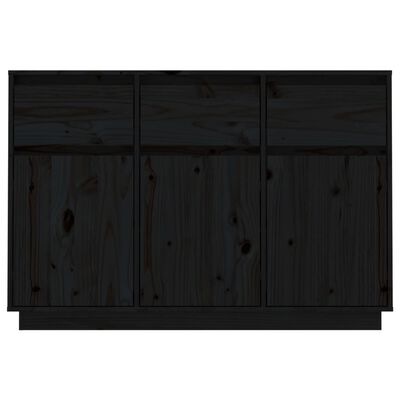 vidaXL fekete tömör fenyőfa tálalószekrény 110 x 34 x 75 cm