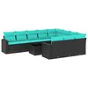 vidaXL 11 r&eacute;szes fekete polyrattan kerti &uuml;lőgarnit&uacute;ra p&aacute;rn&aacute;kkal