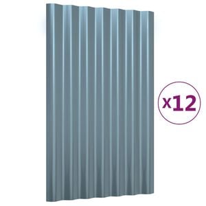 vidaXL 12 db sz&uuml;rke horganyzott ac&eacute;l tetőpanel 60 x 36 cm