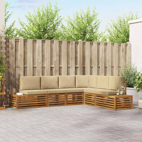 vidaXL K&uuml;lt&eacute;ri kanap&eacute; szett p&aacute;rn&aacute;val 6 Darab Term&eacute;szetes &eacute;s b&eacute;zs