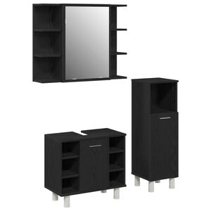 vidaXL F&uuml;rdőszoba b&uacute;tor szett 3 pcs Fekete 30 x 30 x 99,5 cm Faanyag
