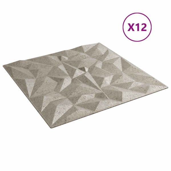 vidaXL Fali panelek 12 pcs Ametiszt Beton 50 x 50 cm XPS Hab