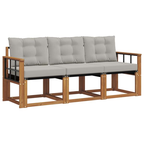 vidaXL K&uuml;lt&eacute;ri kanap&eacute; szett 3 pcs Term&eacute;szetes &eacute;s Vil&aacute;gossz&uuml;rke