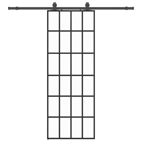 vidaXL fekete ESG &uuml;veg tol&oacute;ajt&oacute; f&eacute;mszerelv&eacute;ny-szettel 76x205 cm