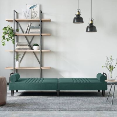 vidaXL sötétzöld bársony kanapéágy karfákkal