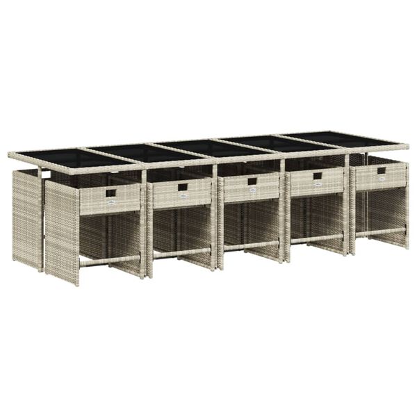 vidaXL 11 r&eacute;szes vil&aacute;gossz&uuml;rke polyrattan kerti &uuml;lőgarnit&uacute;ra p&aacute;rn&aacute;kkal